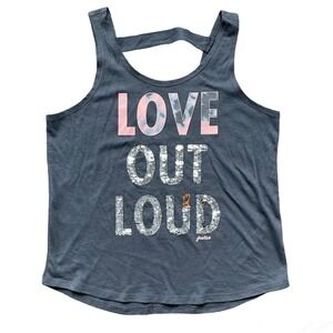 Girls 12 Justice Active Gray Pink Tie Dye Silver Sequin Sleeveless Strappy Tank